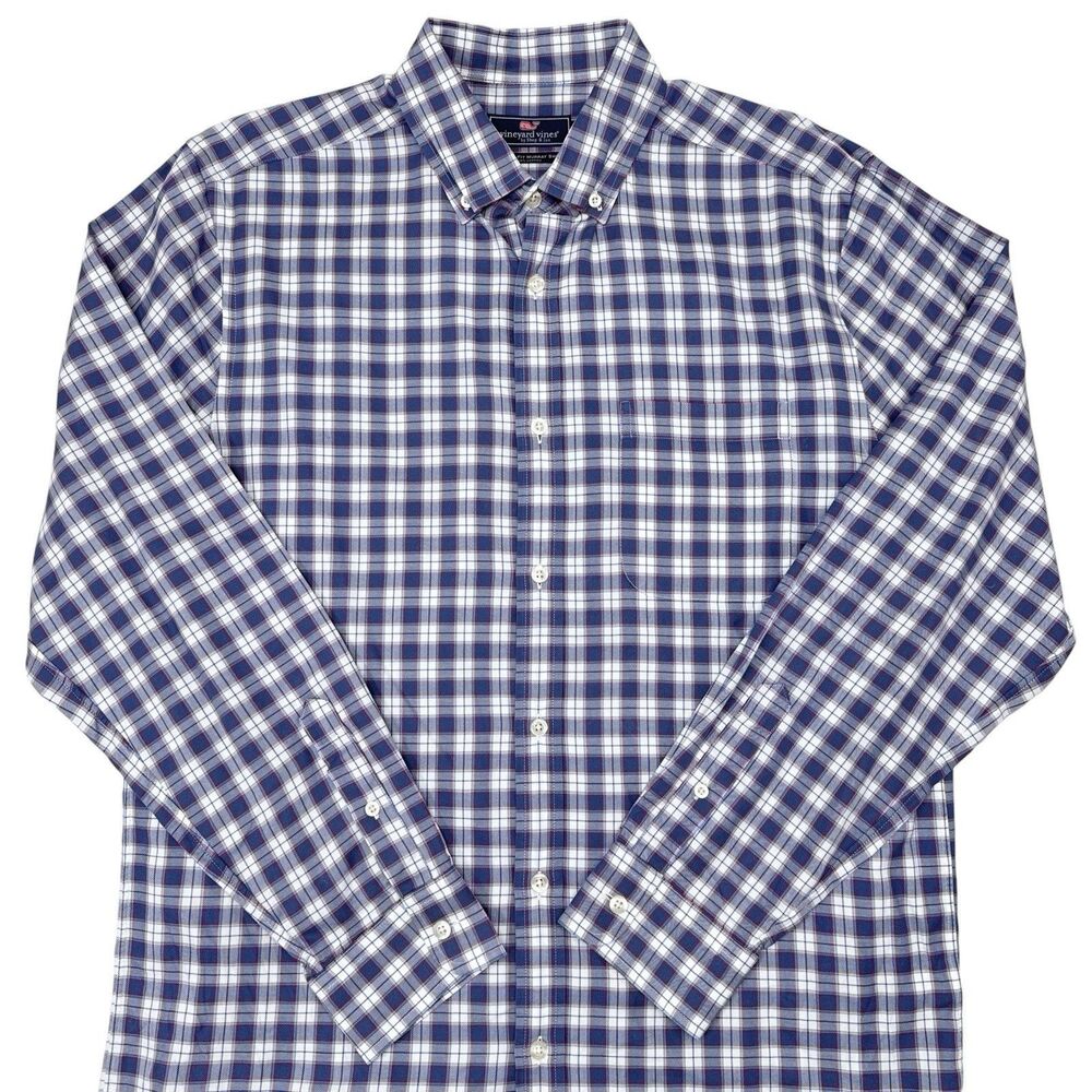 Vineyard Classic Fit Murray Shirt Mens‎ Size Medium Button Down Blue Pink Plaid
